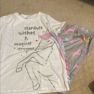 Carters Unicorn Dreams Kids Pajama Set - White and Gray NWOT